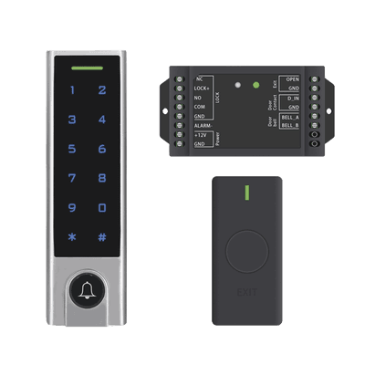 Mini Controlador de Acceso con Teclado Inalámbrico / Cuenta con Botón de Salida Inalámbrico / Soporta Tarjeta y Contraseña / Cuenta con Botón de Timbre