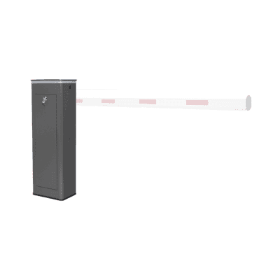 Barrera Vehicular Derecha / Soporta Brazo de Hasta 5.5 m / Final de Carrera Ajustable Por Programación / Movimiento fluido / Diseño Elegante Color Gris / Con Corona Led Semaforizada