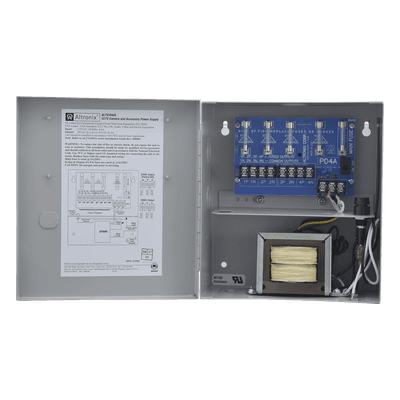 Fuente de poder ALTRONIX de 24 Vca @ 3.5 Amper o 28 Vca @ 3.0 Amper, para 4 cámaras, Con voltaje de entrada de 115 Vca,