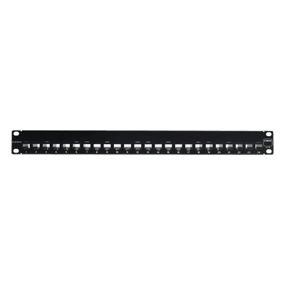 Patch Panel UTP de 24 Puertos / Categoría 6 / Plano / 1UR / Precargado con Jacks Z-MAX / Acero 18 Gauge