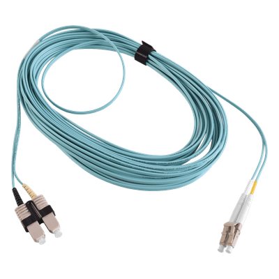Jumper de Fibra Óptica / Multimodo 50/125 OM3 / LC-SC Duplex / OFNR / Aqua / 10 m (32.81 ft)