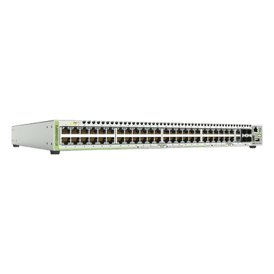 Switch PoE+ Stackeable Capa 3, 48 puertos 10/100/1000 Mbps + 2 puertos SFP Combo + 2 puertos SFP+ 10 G Stacking, 370 W