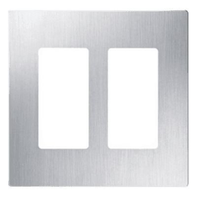 Placa de Pared 2 Espacios / Diseño sin Tornillos / Apertura Tipo Designer / Acabado Acero Inoxidable