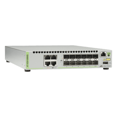 Switch Capa 3 Stackeable / 12 Puertos SFP/SFP+ 10G / 4 Puertos RJ-45 100/1000/10G / 238 Mpps / AlliedWare Plus