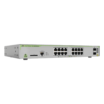 Switch PoE+ Administrable CentreCOM GS970M, Capa 3 de 16 Puertos 10/100/1000 Mbps + 2 SFP Gigabit, 247 W