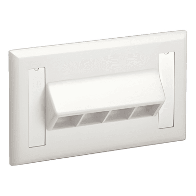 Placa de Pared Horizontal / 4 Puertos Keystone / 69.8 x 114.3 mm / 2.75 x 4.5 pulg. / Blanco Mate