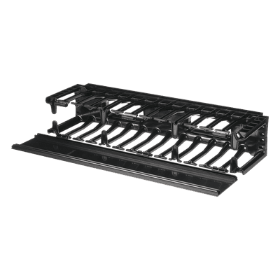 Organizador de Cables Horizontal / Alta Densidad / 19in / 2UR / Frontal Único / ABS con Radio de Curvatura