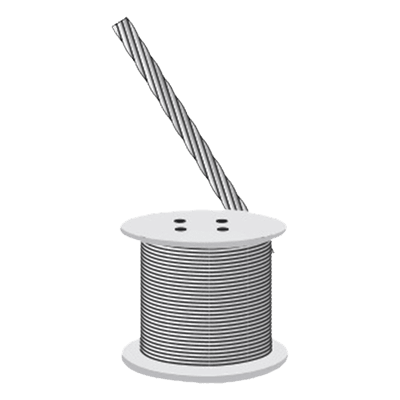 Cable de Retenida de Acero / 7 Hilos Trenzados / Carga a Ruptura 1294 kg (2850 lb) / Diámetro 3/16" / Galvanizado Clase A