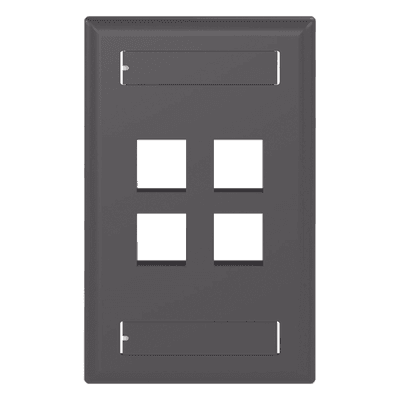 Placa de Pared Vertical / 4 Puertos Keystone / Montaje Vertical / 69.8 x 114.3 mm (2.75 x 4.5 pulg.) / ABS Negro / RoHS