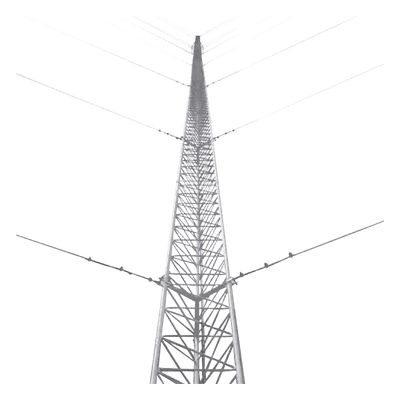 Torre Arriostrada de Techo / 9 m (29.5 ft) / 3 Tramos / Carga 200 kg / Viento 200 km/h / Galvanizado Electrolítico
