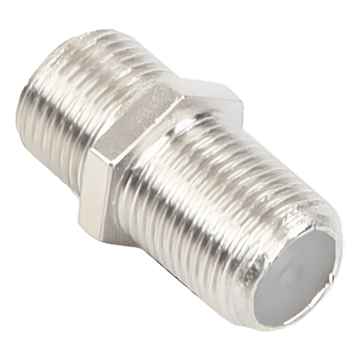 Adaptador Barril para 75 Ohm, de Conector F Hembra a F Hembra, Níquel/ Estaño/ Polietileno.
