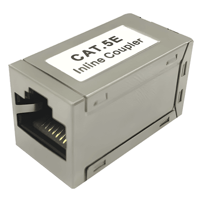 Acoplador STP / Cat5e / 1000 Mbps / Blindado EMI/RFI / 2 Puertos RJ45 / 750 VCA
