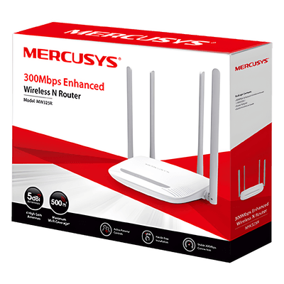 Router Inalámbrico N / 300 Mbps / 2.4 GHz / 1 Puerto WAN 10/100 Mbps / 3 Puertos LAN 10/100 Mbps / 4 Antenas 5 dBi