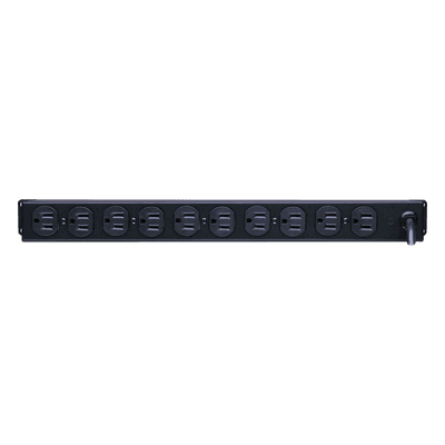PDU Básico Para Distribución de Energía, Con 10 Tomas NEMA 5-15R Traseras, 1UR, 15 Amp, 120 Vca
