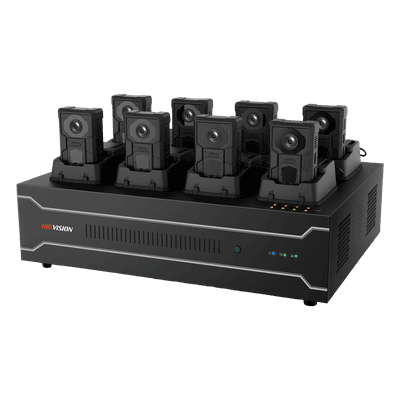 Estación de Acoplamiento para Cámaras Corporales DS-MH4172I / Carga y Recopilación de Datos para 8 Cámaras / 4 HDD de 2 TB a 6 TB / Interfaz USB 3.0 y Ethernet / Compatible con Windows 10