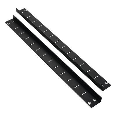 Rieles posteriores / 12 UR / Carga 250 lbs (113.4 kg) / Profundidad 25' (635 mm) o 30' (762 mm) / Color negro