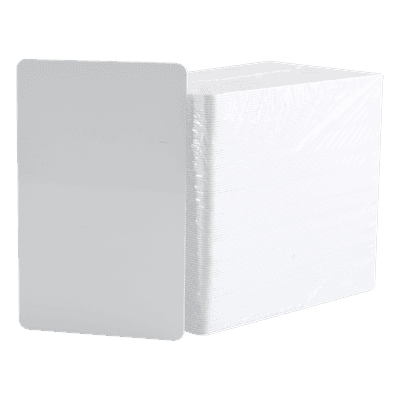 Tarjetas PVC Adhesivas / CR80 85.6 x 54 mm / Espesor 10 mil / Impresión Unilateral / Paquete 500 pzas