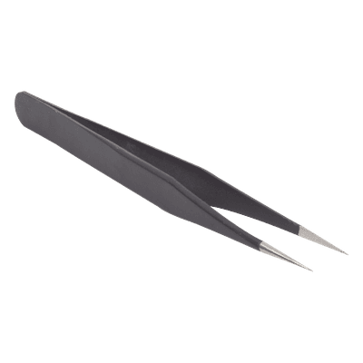 Pinzas Antiestáticas / Acero Inoxidable / Recubrimiento ESD / Mango Ancho / Punta Afilada / 12.3 cm (4.8 in) / 17 g