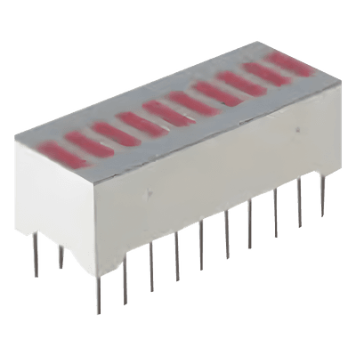 Barra Gráfica LED / 10 Segmentos Rojos / 0.3 Pulgadas DIP / 750 mW Máximo / -40°C a +85°C / 500 ns