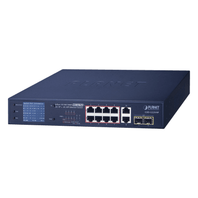Switch No Administrable 8 Puertos Gigabit con Modo Extender a 250 m,  2 Puertos Uplink 10/100/1000 Mbps, 2 Puertos SFP