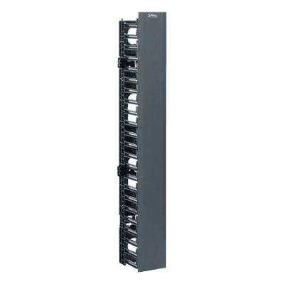 Organizador de Cable Vertical / 45 Espacios de Rack / 6.9 pies de Alto / 131 Cables CAT6 / Frontal Sencillo / ABS Negro