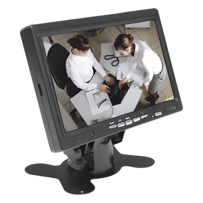 Monitor 7" TFT-LCD ideal para colocar en vehículos o DVR/NVR.  Entradas de video HDMI, VGA y RCA (CVBS)