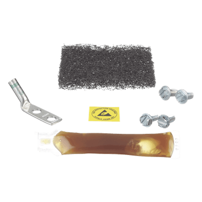 Kit de Puesta a Tierra ESD / Terminal 2 Orificios 45° / Espaciado 5/8" (15.9 mm) / Pasta Antioxidante 5cc / Tornillos 12-24 y M6