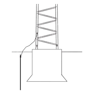 Kit de Aterrizaje para Torre / Electrodo 5/8" x 8' (2.4 m) / Alambre #6 BSC Cobre Trenzado / Conectores y Tornillería Incluidos