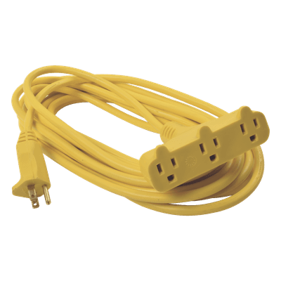Extensión Eléctrica Tipo Abanico / Uso Rudo / 8 m (26.2 ft) / 127 V CA / 10 A Máximo / Calibre 16 AWG / Doble Aislamiento