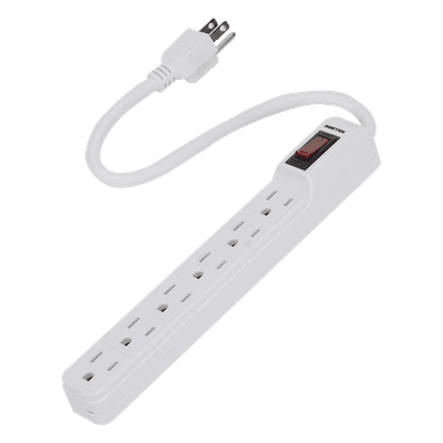 Multicontacto con Cable / 6 Tomas con Tierra / 15 A / Calibre 14 AWG / Cable 30 cm (11.8 in) / Interruptor Iluminado