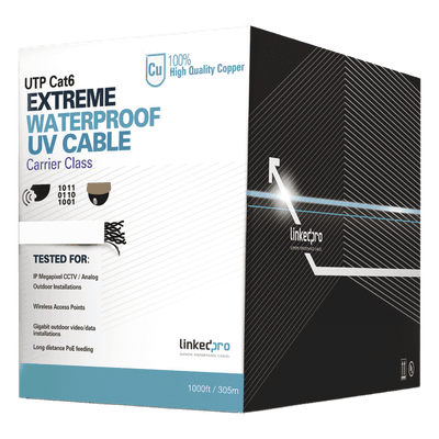 Bobina de Cable UTP Cat6 para Exterior en Color Blanco / 305 Metros (1000 Pies) / Certificada UL / Sin Blindaje
