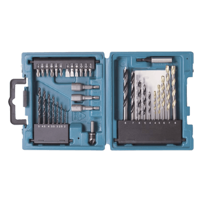 Juego de Accesorios Multipropósito / 34 Piezas / Brocas HSS-R, Concreto y Madera / Puntas y Avellanadores / Guías Magnéticas T20, T25, T30