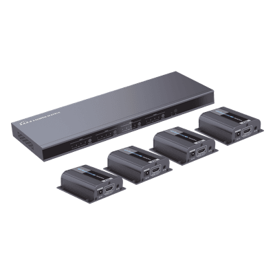 MATRICIAL Y EXTENSOR DE VIDEO HDMI 4 x 4 / 4 Entradas HDMI / 4 Salidas HDMI Loop / 4 Salidas RJ45 para Extender la señal 40 metros por salida  /  1080 @ 60Hz / Conmutación por RS232, Control Remoto o Ethernet.