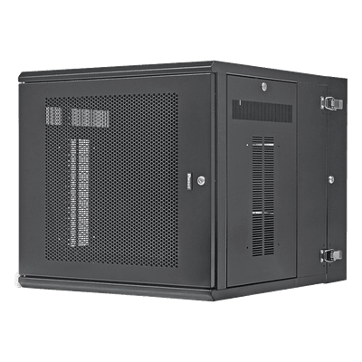 Gabinete de Montaje en Pared / 19in EIA / 12 UR / 762mm (2.5ft) Profundidad / Puerta Perforada / Acero / 113.4kg Capacidad