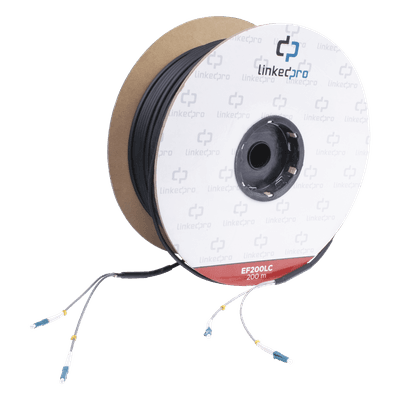 Carrete de Fibra Óptica Monomodo con Conectores LC-LC Duplex, Reforzada con Kevlar, de 200 Metros (656.17 Pies), Para Instalaciones Subterráneas por Tubería