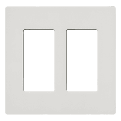 Placa de Pared 2 Espacios / Diseño Screwless / Perfil 7.6 mm / Acabado Snow Satinado / Compatible Lutron Maestro, Diva, Pico