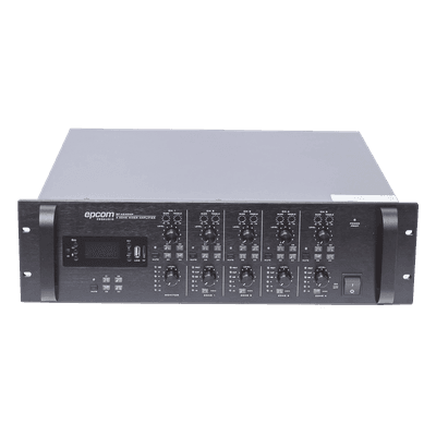 Mezclador Amplificador de Audio - 4 zonas de 240W RMS Hasta 960W | 4 Canales | 5 Entradas | MP3 Tuner USB/SD | 1 Entrada de Micrófono