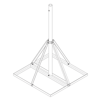 Base No Penetrante para Techo / Mástil 1.5 m (4.9 ft) / Armazón 0.9 x 0.9 m (3 x 3 ft) / Acero Galvanizado en Caliente / Instalación sin Perforación