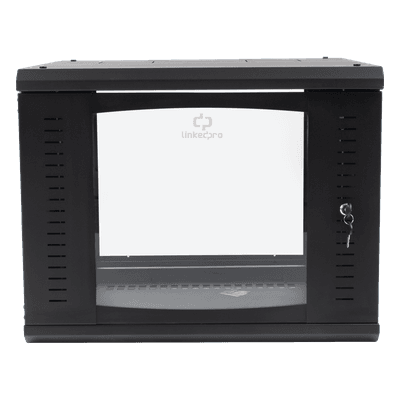 Gabinete de Pared Abatible / Rack 19" 9U / Cristal Templado / Carga 45 kg / Ventilación Preparada