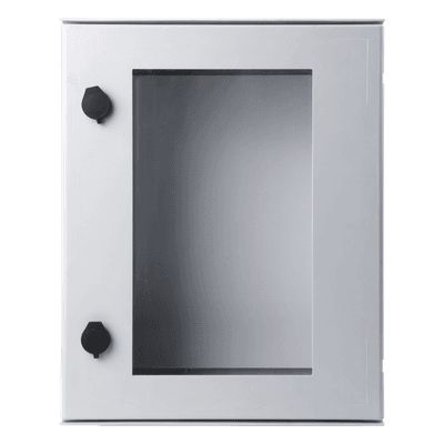 Gabinete de Poliéster IP65 / Puerta Transparente / 400 x 500 x 200 mm / Carga 30 kg / Placa Trasera Incluida / Uso en Intemperie