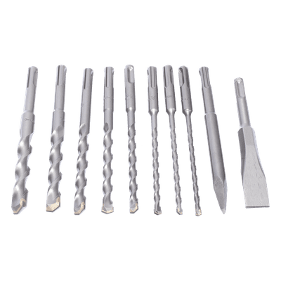 Juego de Brocas y Cincéles SDS PLUS / 10 Piezas / 3/16'' a 9/16'' / 6-1/4'' (158 mm) Largo Estándar