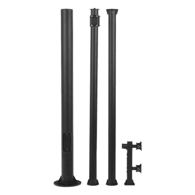 Poste Seccionado para Videovigilancia / 6 m (19.7 ft) / 3 Secciones / Base 140 mm / Espesor 3 mm / Brazo PTZ 500 mm / IP con Sellos / Color Negro