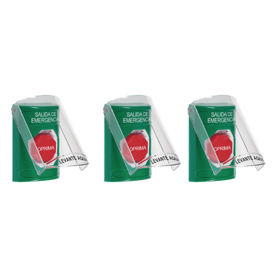 Botones de Emergencia / 3 Métodos de Activación / 3 Mensajes Configurables / Iluminación RGB / Contactos Forma C 10A / IP Compacto