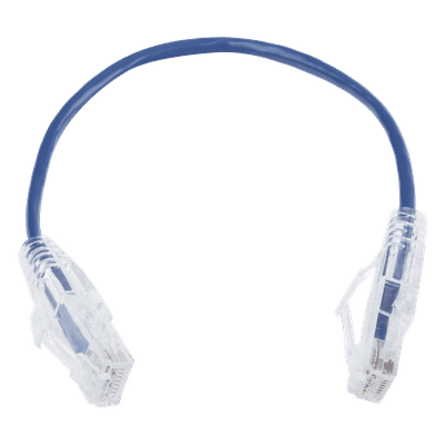 Cable de Parcheo Slim UTP Cat6 / 20 cm (0.66 pies) / 28 AWG / Azul / 1 Gbps