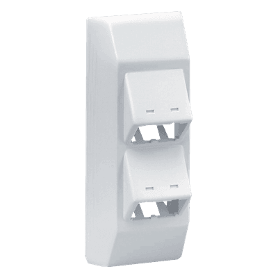 Soporte de 4 Puertos Mini-Com / Bisagras a Presión / Para Canaleta T45 / PVC Rígido / UL94V-0 / Blanco Mate