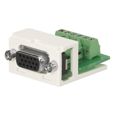 Conector Sub-D / 15 Pines Atornillable / 2 Puertos Mini-Com / 1.37 x 0.72 in / Blanco Mate