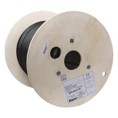 Bobina de Cable UTP de 4 Pares, PanNet, Para Exterior con Gel, Cat6 (23 AWG), Industrial para Climas Extremos, Color Negro, 305 Metros (1000 Pies)