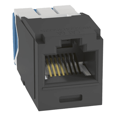 Jack RJ45 / Cat 6A / UTP / 8P8C / Tool-Free / 22-26 AWG / -10°C a 65°C / Negro