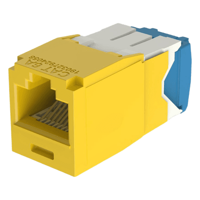 Conector Jack RJ45 / Categoría 6A / 8P8C / Terminación TG / Mini-Com / UTP / 22-26 AWG / Color Amarillo