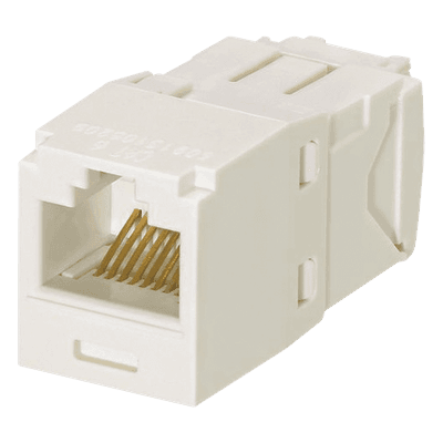 Conector Jack RJ45 Estilo TG, Mini-Com, Categoría 6, de 8 Posiciones y 8 Cables, Color Blanco Mate